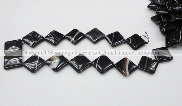 CAB327 15.5 inches 20*20mm diamond black agate gemstone beads