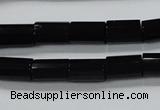 CAB333 15.5 inches 8*12mm faceted column black agate gemstone beads