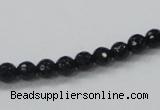 CAB342 15.5 inches 6mm faceted round black agate gemstone beads