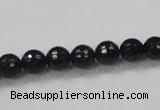 CAB343 15.5 inches 8mm faceted round black agate gemstone beads