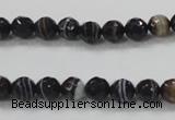 CAB347 15.5 inches 8mm faceted round black agate gemstone beads