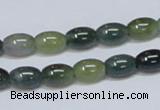 CAB388 15.5 inches 7*10mm rice moss agate gemstone beads wholesale