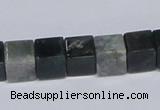 CAB398 15.5 inches 10*10mm cube moss agate gemstone beads wholesale