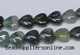 CAB405 15.5 inches 10*10mm heart moss agate gemstone beads wholesale