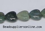 CAB407 15.5 inches 14*14mm heart moss agate gemstone beads wholesale