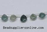 CAB414 15.5 inches 7*9mm flat teardrop moss agate gemstone beads