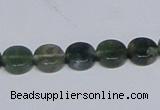 CAB419 15.5 inches 10mm coin moss agate gemstone beads wholesale