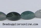 CAB421 15.5 inches 8*16mm twisted rice moss agate gemstone beads