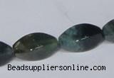 CAB422 15.5 inches 10*20mm twisted rice moss agate gemstone beads