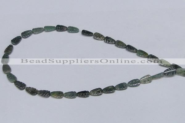 CAB428 15.5 inches 8*12mm leaf-shaped moss agate gemstone beads