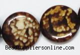 CAB630 15.5 inches 25mm flat round leopard skin agate beads wholesale