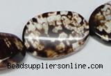 CAB634 15.5 inches 20*30mm twisted oval leopard skin agate beads