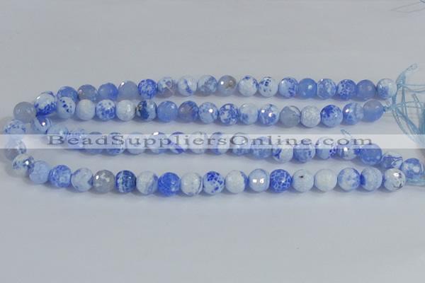 CAB650 15.5 inches 10mm faceted round fire crackle agate beads