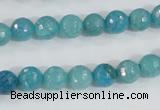 CAB653 15.5 inches 8mm faceted round fire crackle agate beads