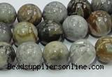 CAB68 15.5 inches 12mm round silver needle agate gemstone beads