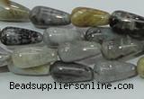 CAB72 15.5 inches 8*16mm teardrop silver needle agate gemstone beads