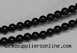 CAB722 15.5 inches 5mm round black agate gemstone beads wholesale