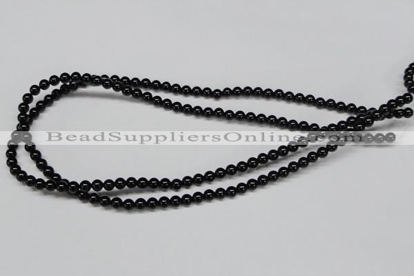 CAB722 15.5 inches 5mm round black agate gemstone beads wholesale