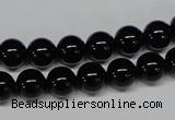 CAB724 15.5 inches 8mm round black agate gemstone beads wholesale