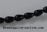 CAB733 15.5 inches 7*10mm teardrop black agate gemstone beads