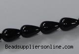 CAB735 15.5 inches 8*12mm teardrop black agate gemstone beads