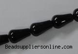 CAB736 15.5 inches 8*14mm teardrop black agate gemstone beads