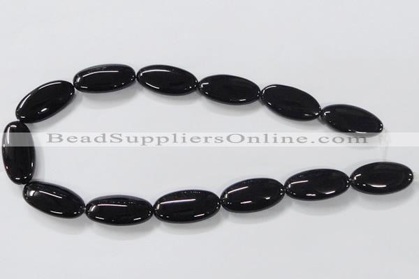 CAB763 15.5 inches 15*30mm oval black agate gemstone beads wholesale