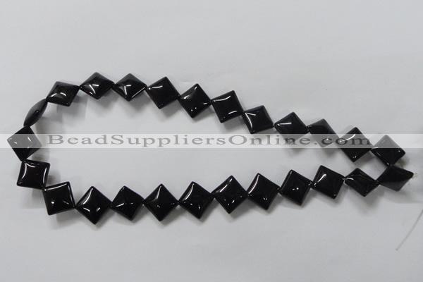 CAB766 15.5 inches 12*12mm diamond black agate gemstone beads