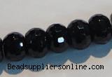 CAB787 15.5 inches 10*14mm faceted rondelle black agate gemstone beads