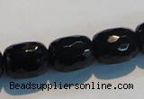 CAB788 15.5 inches 13*16mm faceted egg black agate gemstone beads