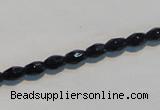 CAB789 15.5 inches 4*6mm faceted rice black agate gemstone beads