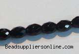 CAB790 15.5 inches 8*10mm faceted rice black agate gemstone beads