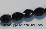 CAB792 15.5 inches 9*12mm faceted rice black agate gemstone beads