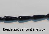 CAB798 15.5 inches 5*16mm faceted teardrop black gemstone agate beads