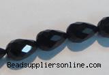 CAB799 15.5 inches 9*14mm faceted teardrop black gemstone agate beads