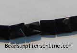 CAB801 15.5 inches 10*10mm faceted square black gemstone agate beads