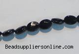 CAB805 15.5 inches 6*8mm faceted oval black gemstone agate beads