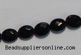 CAB806 15.5 inches 8*10mm faceted oval black gemstone agate beads