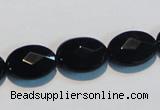 CAB807 15.5 inches 12*16mm faceted oval black gemstone agate beads