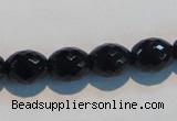 CAB817 15.5 inches 10*12mm faceted rice black agate gemstone beads