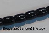 CAB819 15.5 inches 10*12mm drum black agate gemstone beads wholesale