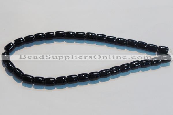 CAB819 15.5 inches 10*12mm drum black agate gemstone beads wholesale