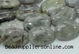 CAB82 15.5 inches 13*18mm oval silver needle agate gemstone beads