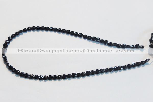 CAB824 15.5 inches 6*6mm faceted heart black agate gemstone beads