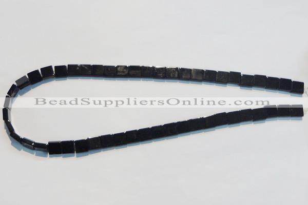 CAB825 15.5 inches 8*8mm square black agate gemstone beads wholesale