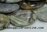 CAB83 15.5 inches 22*30mm oval silver needle agate gemstone beads