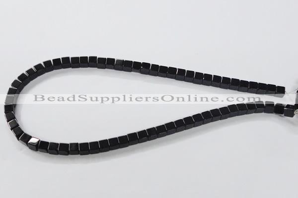 CAB834 15.5 inches 6*6mm cube black agate gemstone beads wholesale