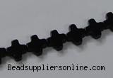 CAB845 15.5 inches 8*8mm cross black agate gemstone beads wholesale