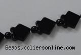 CAB849 15.5 inches 10*10mm fish black agate gemstone beads wholesale