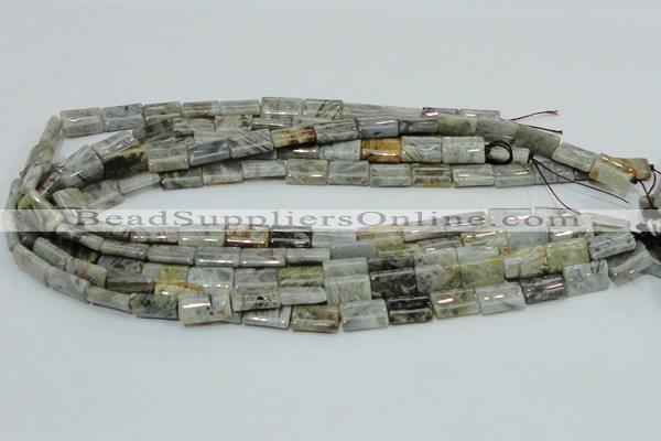 CAB85 15.5 inches 10*15mm rectangle silver needle agate gemstone beads